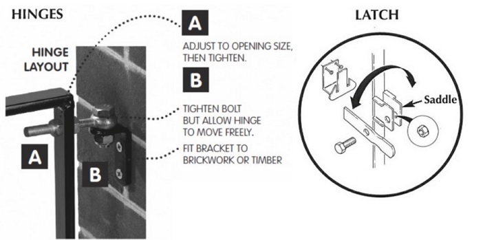 Marlborough 4ft high garden gate adjustable hinge and latch diagram