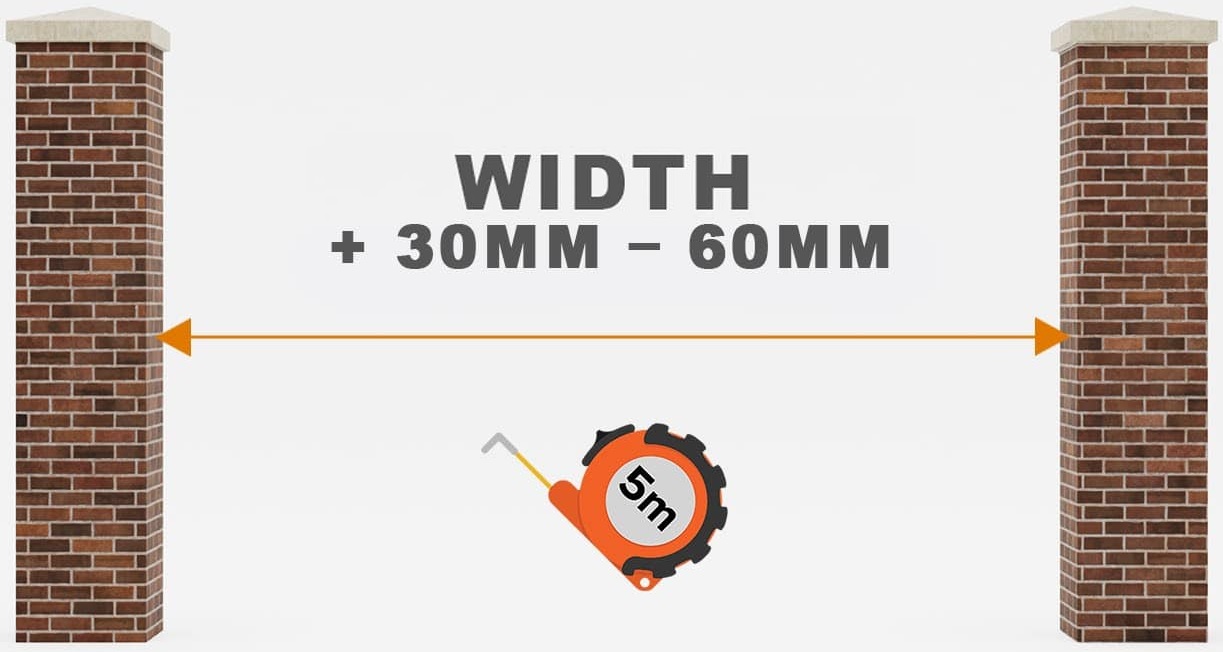 Aluminium driveway gates ordering width diagram