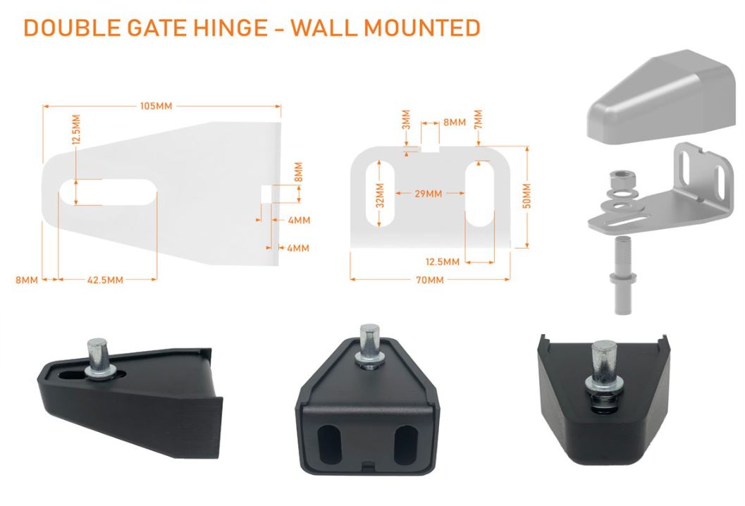 Wall mounted hinges