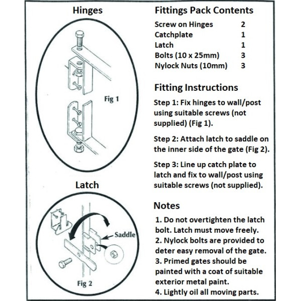 Fixed gate hinges and latch design