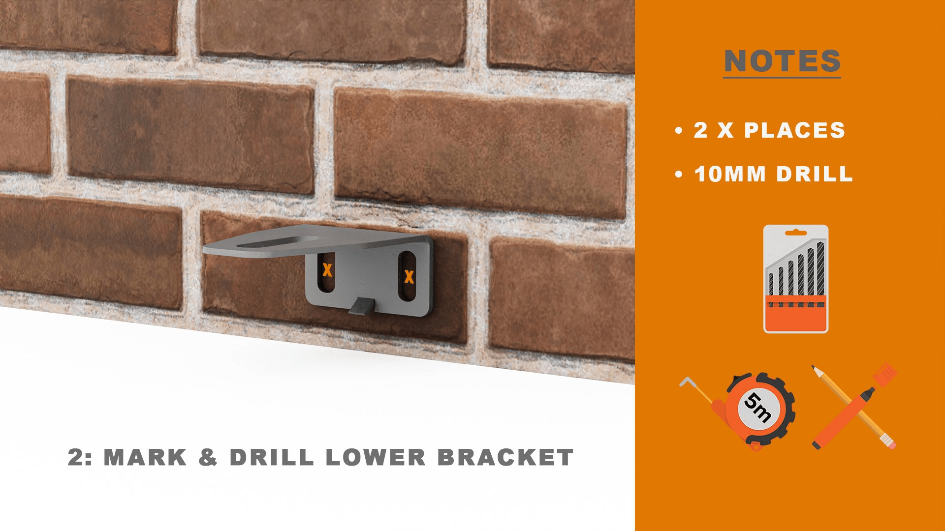 Mark and drill lower bracket diagram