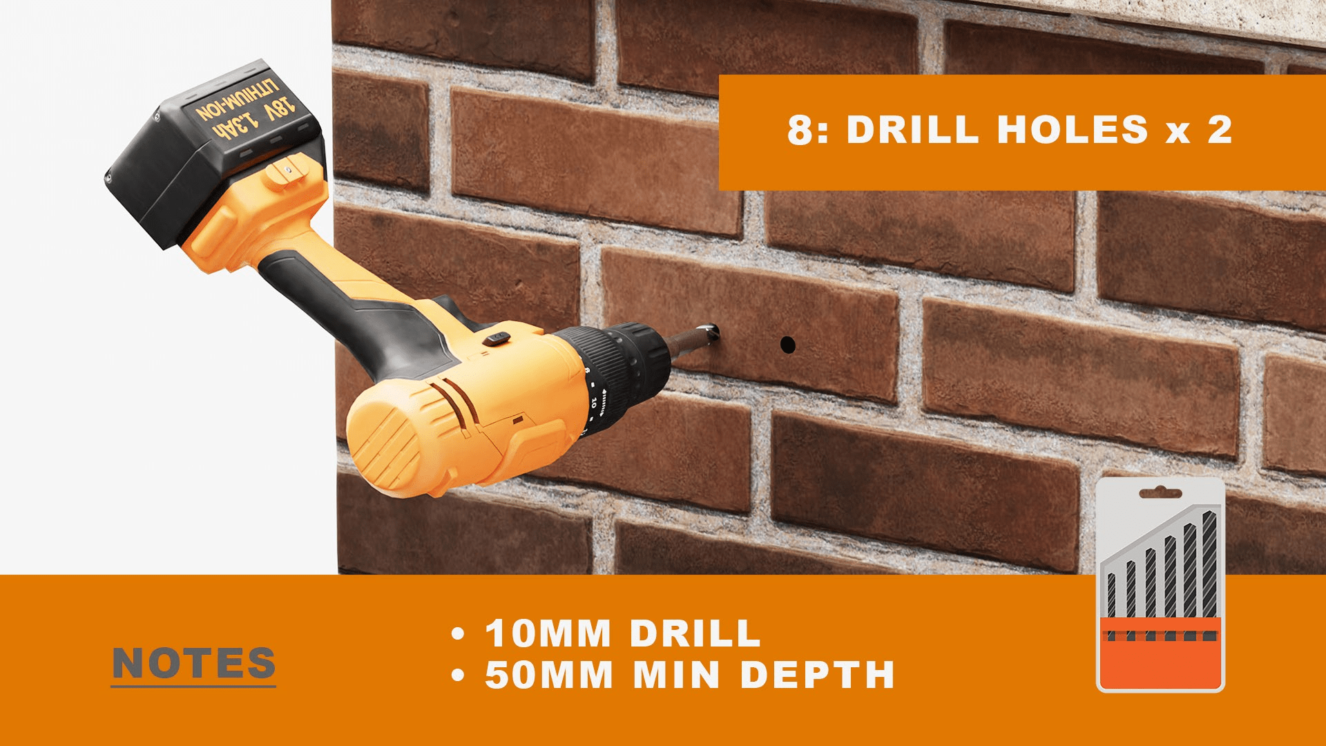 Drill holes for  top bracket diagram