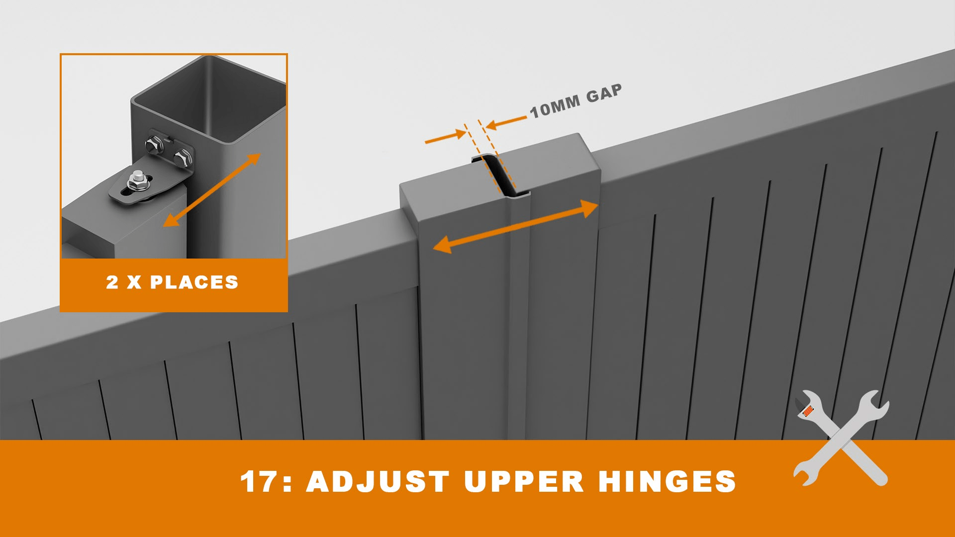 Adjust upper gate hinge diagram