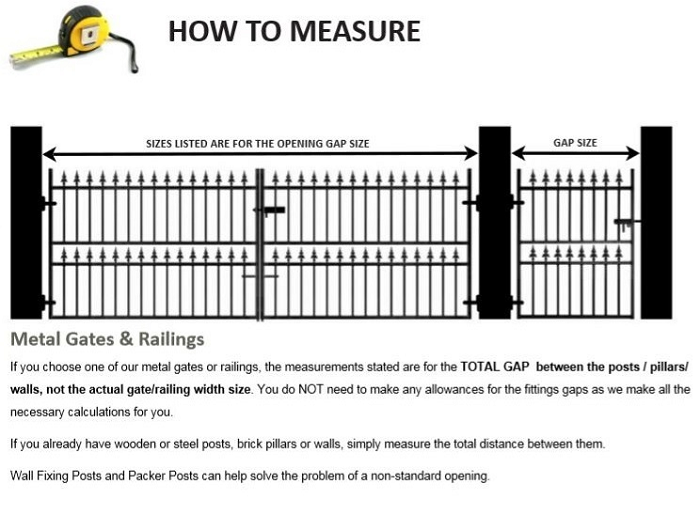 Marlborough 4ft high garden gate measuring diagram