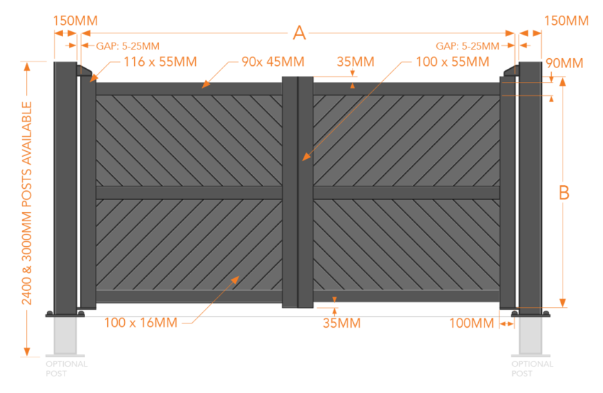 London aluminium driveway gates drawing & specification