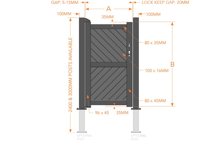 London aluminium pedestrian gate drawing & Specification