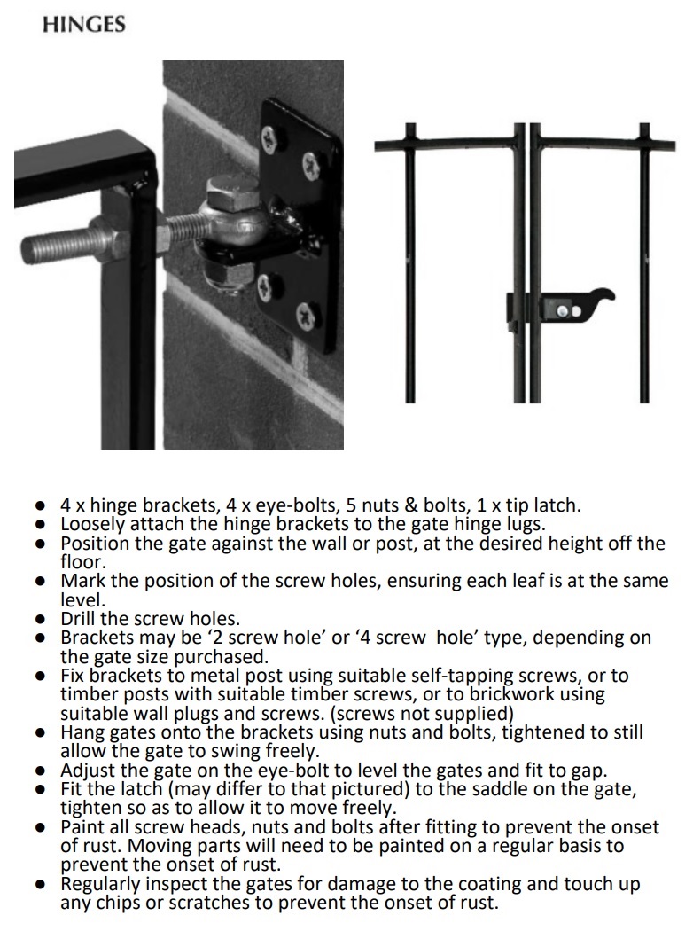 Picasso driveway gates adjustable hinge design