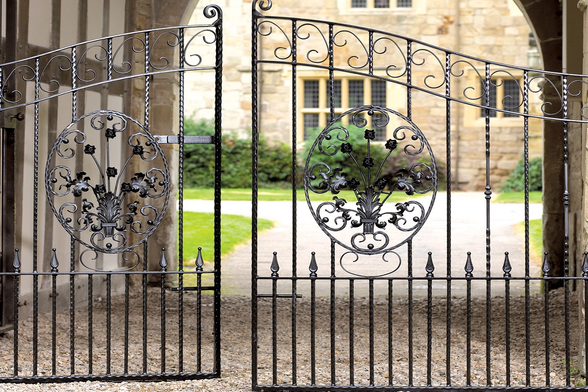 Traditional wrought iron double gates