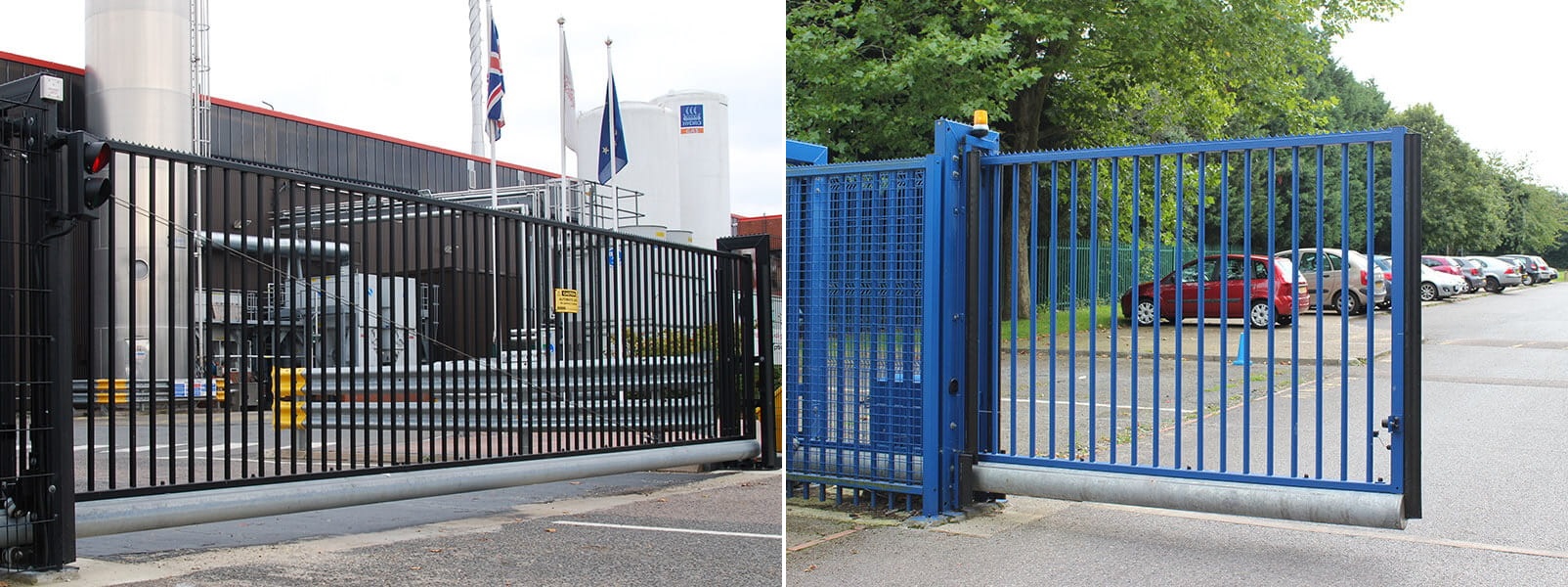 Sliding commercial gates