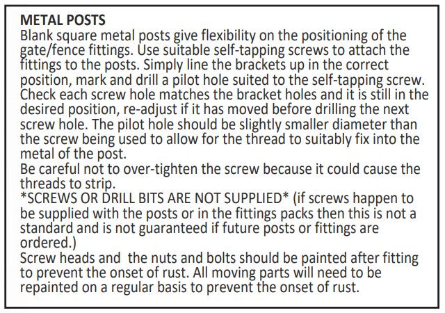 Metal Post fitting information